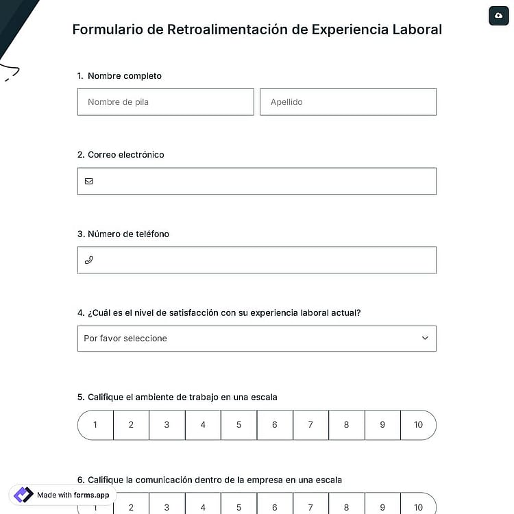 Formulario de Retroalimentación de Experiencia Laboral
