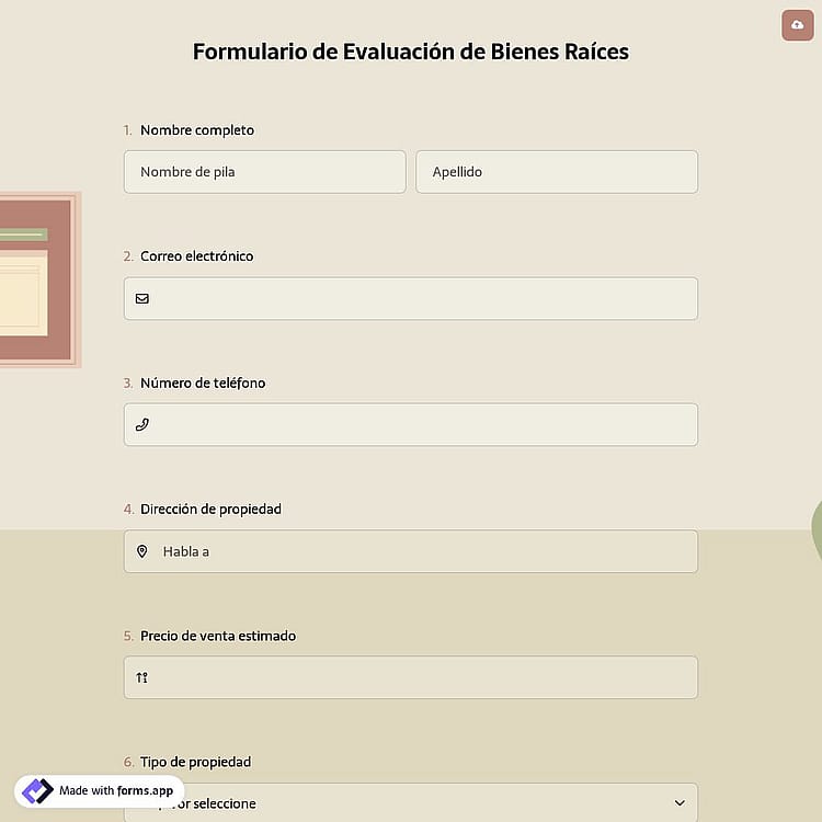 Formulario de Evaluación de Bienes Raíces