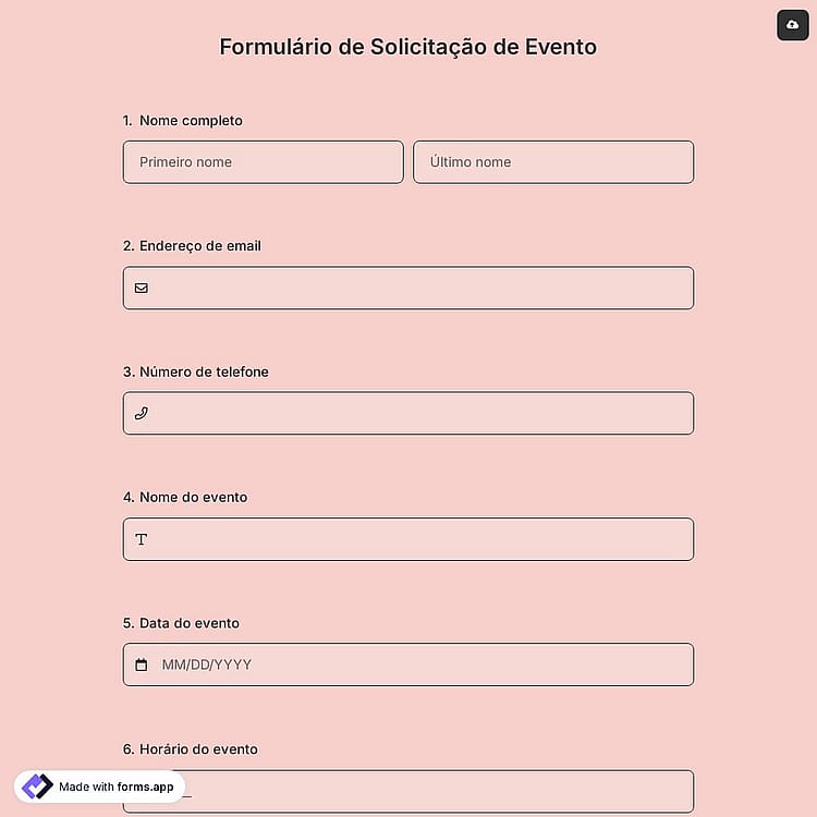 Formulário de Solicitação de Evento