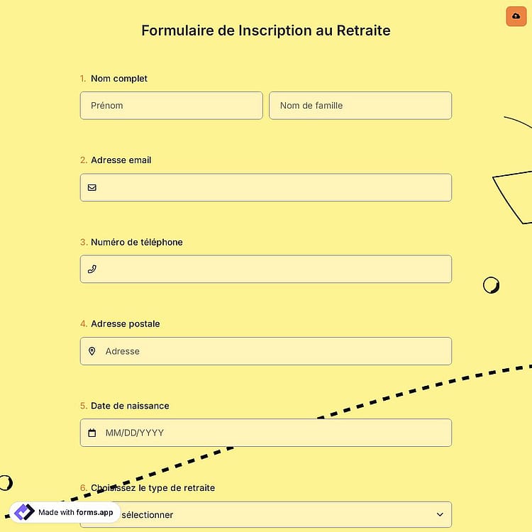 Formulaire de Inscription au Retraite