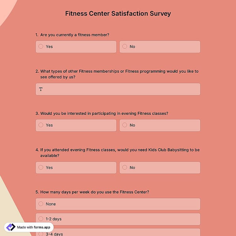 Fitness Center Satisfaction Survey