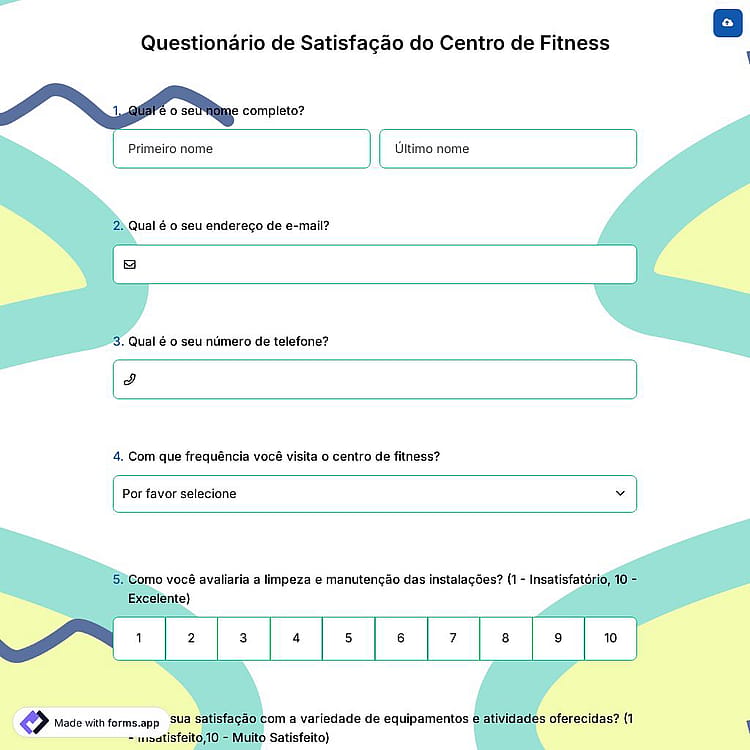 Questionário de Satisfação do Centro de Fitness