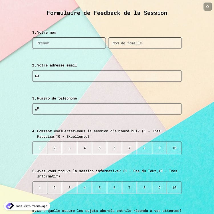 Formulaire de Feedback de la Session