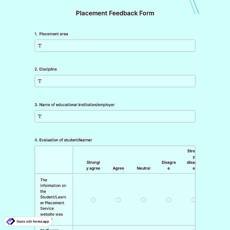 Placement Feedback Form