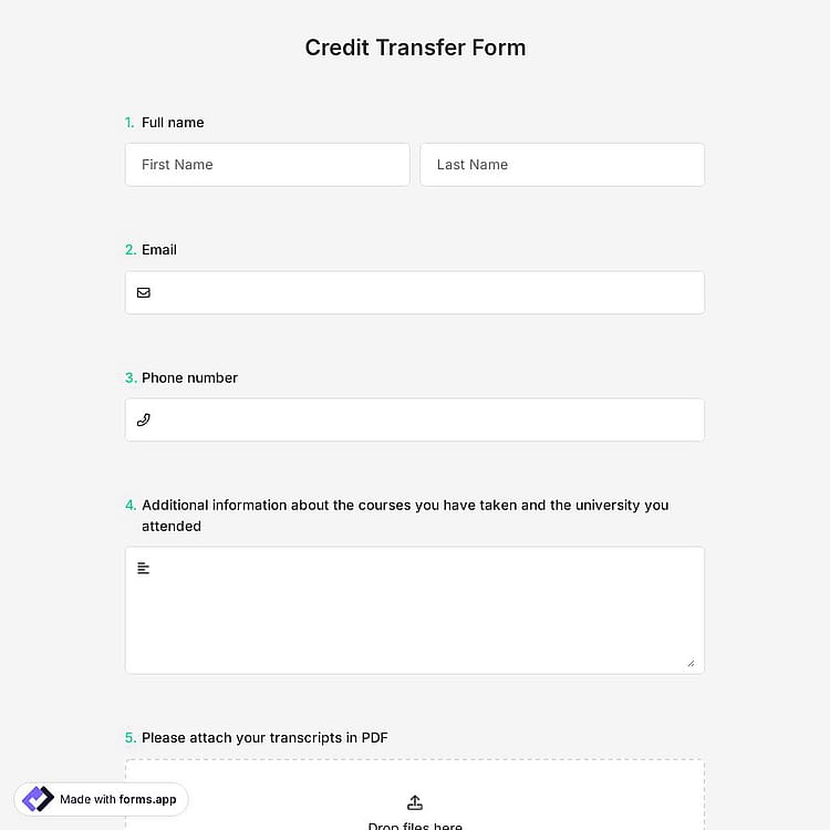 Credit Transfer Form