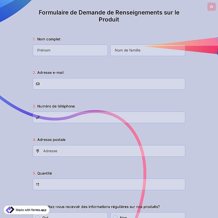 Formulaire de Demande de Renseignements sur le Produit