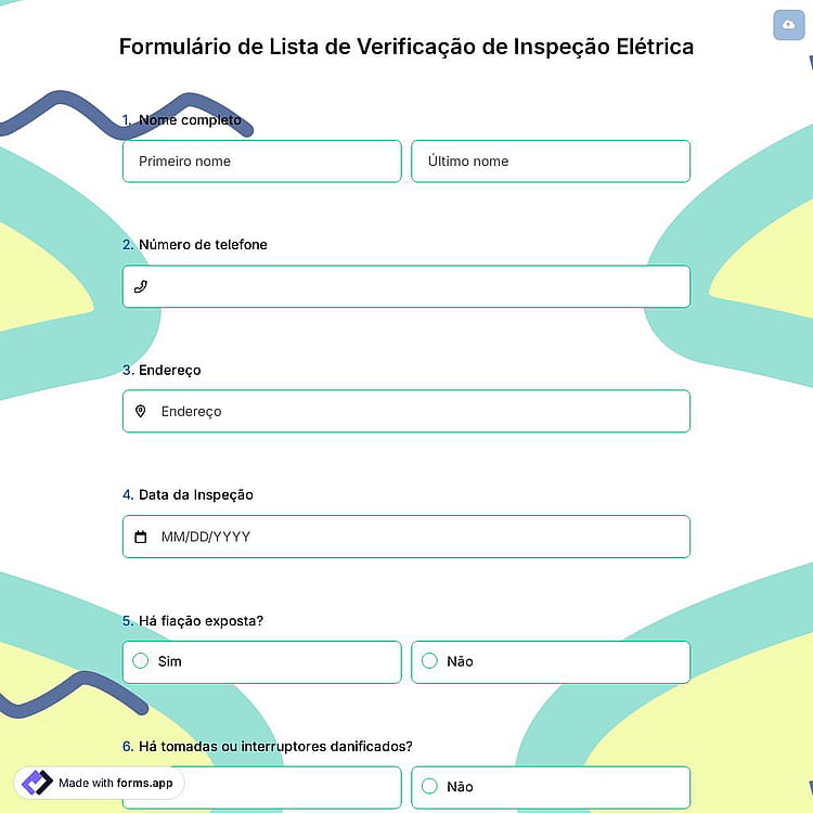 Formulário de Lista de Verificação de Inspeção Elétrica