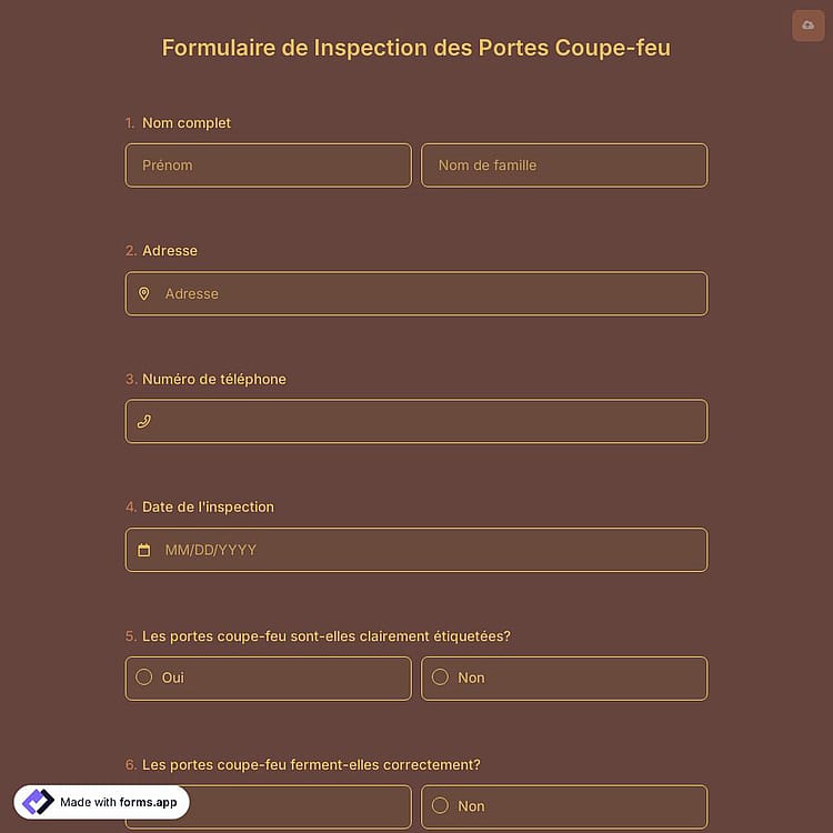 Formulaire de Inspection des Portes Coupe-feu
