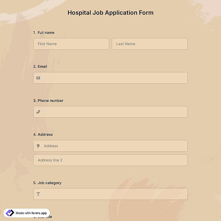 Hospital Job Application Form