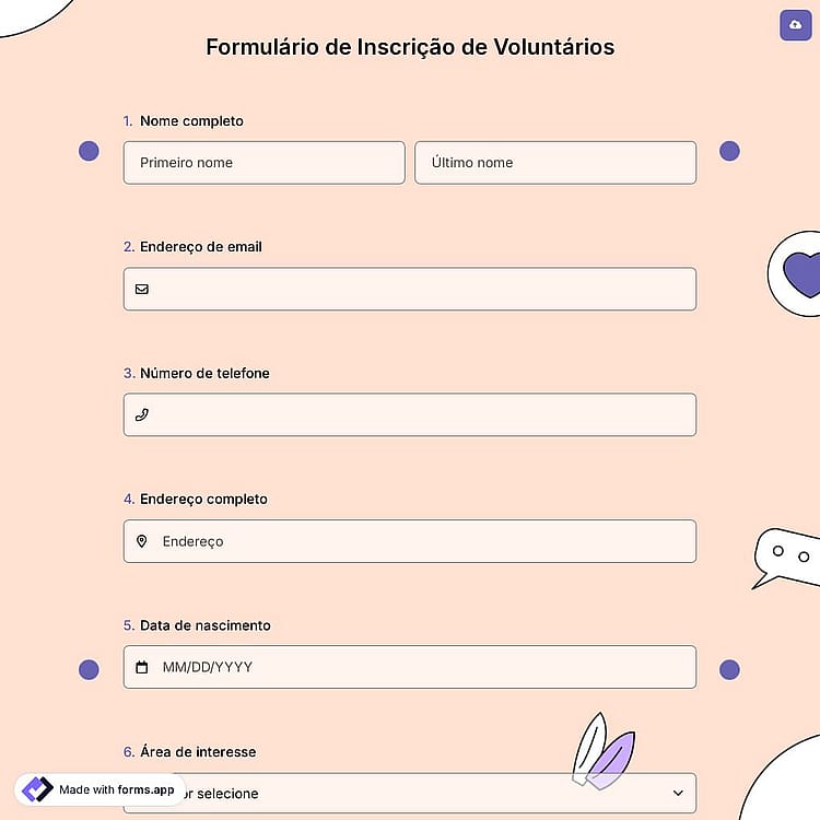 Formulário de Inscrição de Voluntários