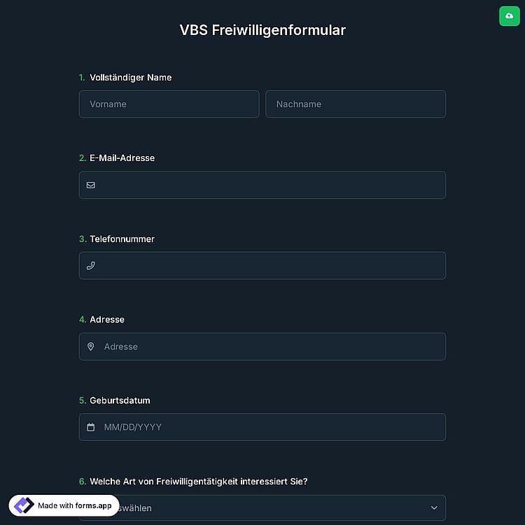 VBS Freiwilligenformular