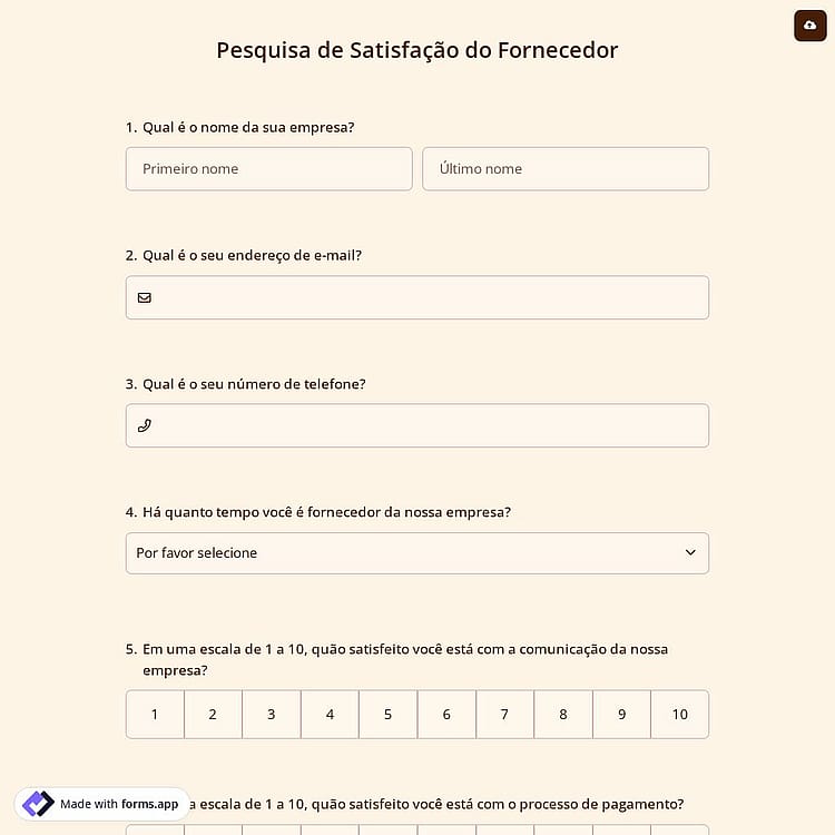 Pesquisa de Satisfação do Fornecedor