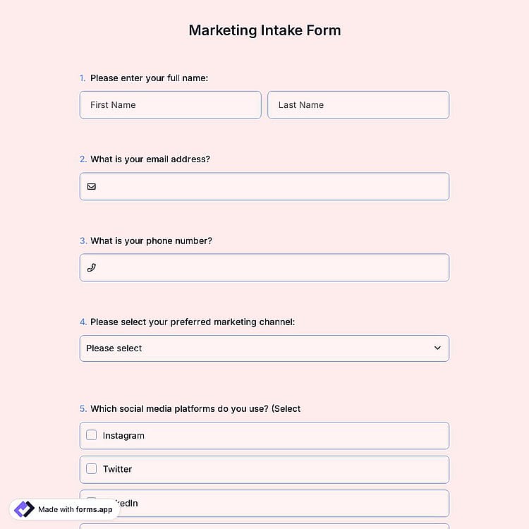 Marketing Intake Form