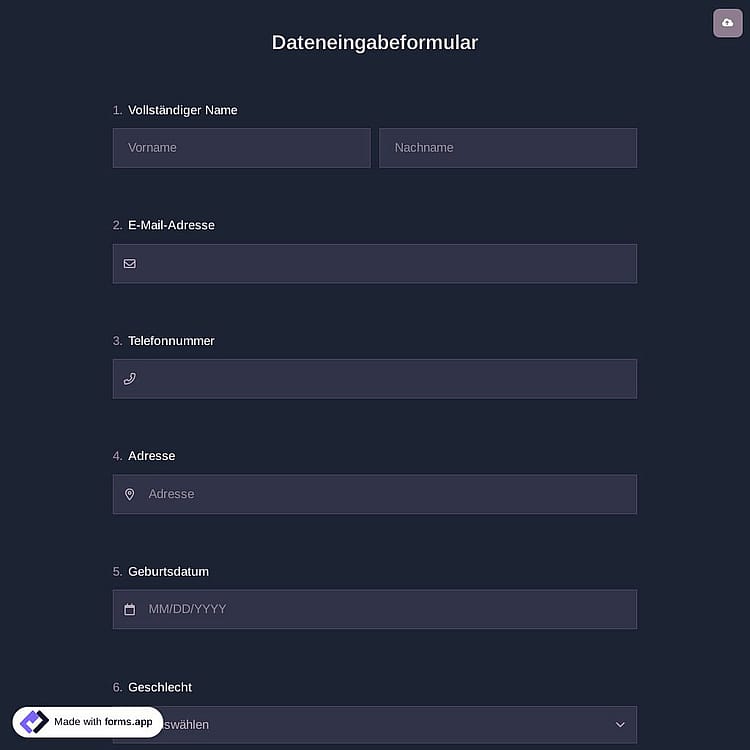 Dateneingabeformular