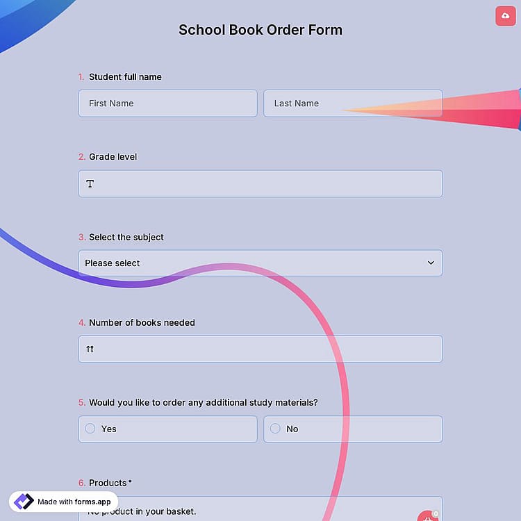School Book Order Form