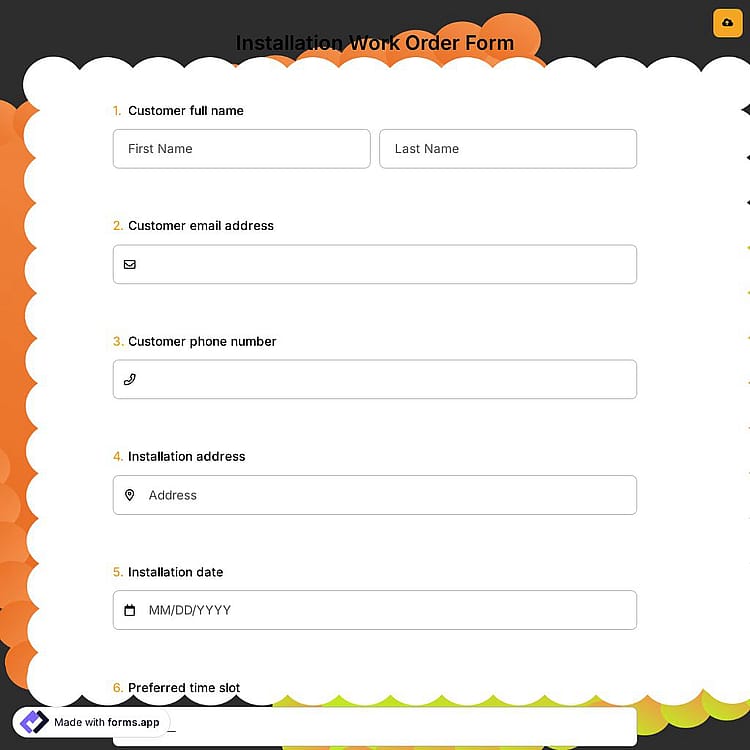 Installation Work Order Form