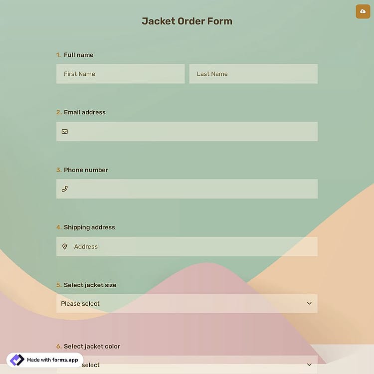 Jacket Order Form