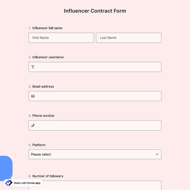 Influencer Contract Form