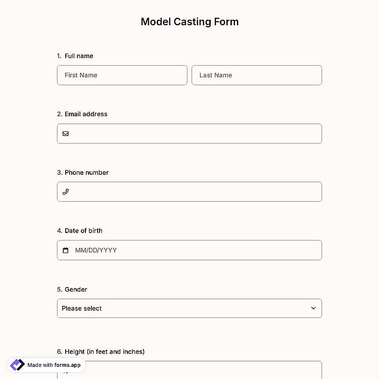 Model Casting Form