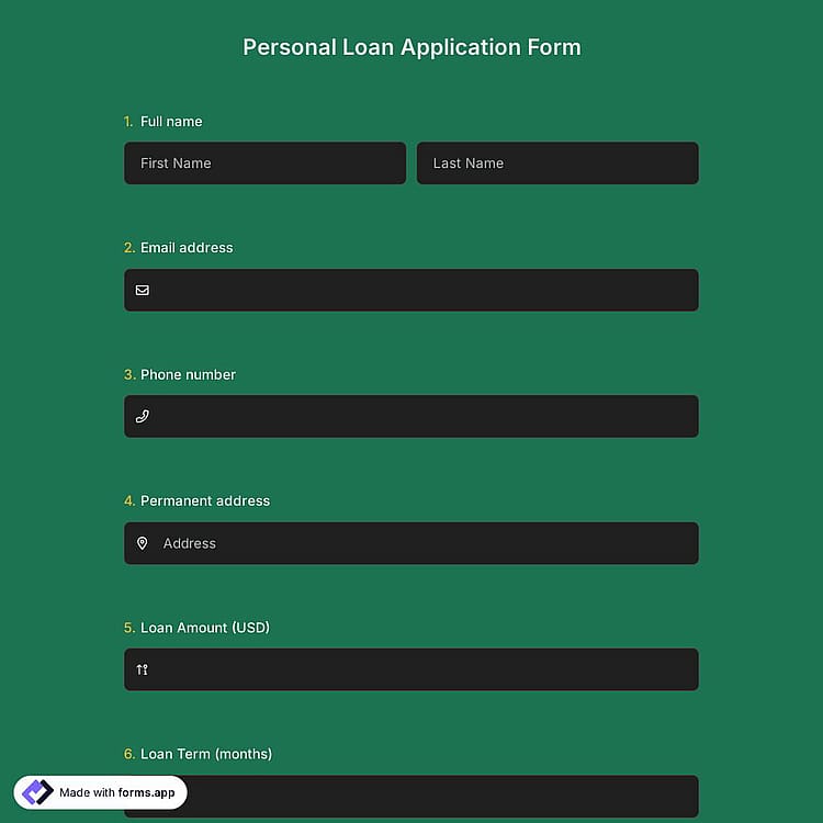 Personal Loan Form