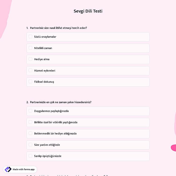 Sevgi Dili Testi