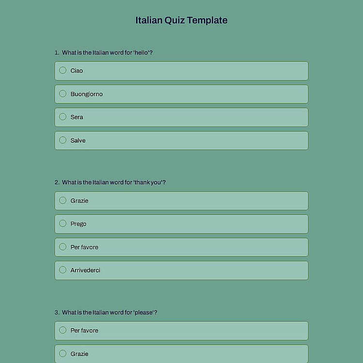 Italian Quiz Template