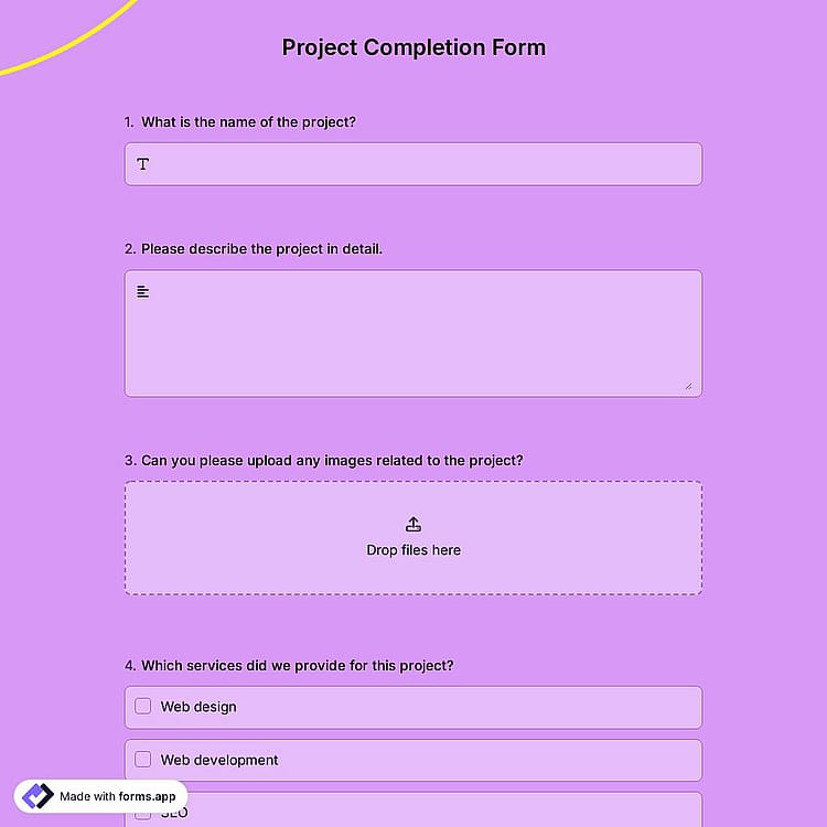 Project Completion Form