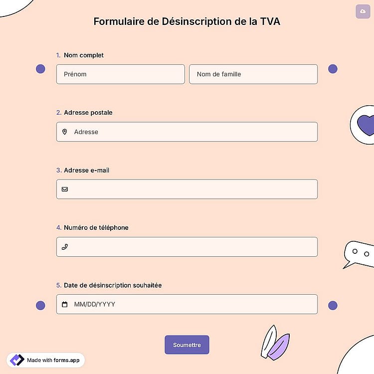 Formulaire de Désinscription de la TVA