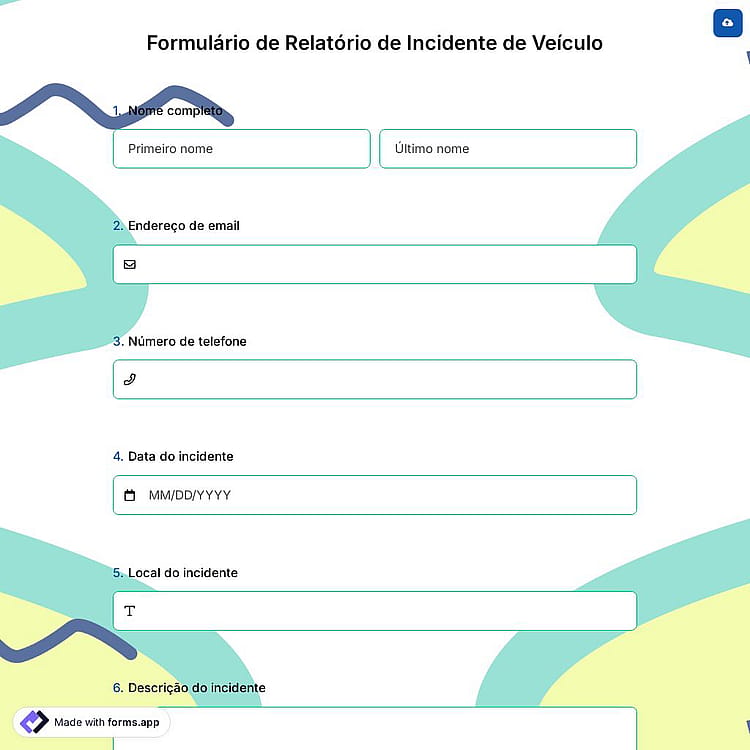 Formulário de Relatório de Incidente de Veículo