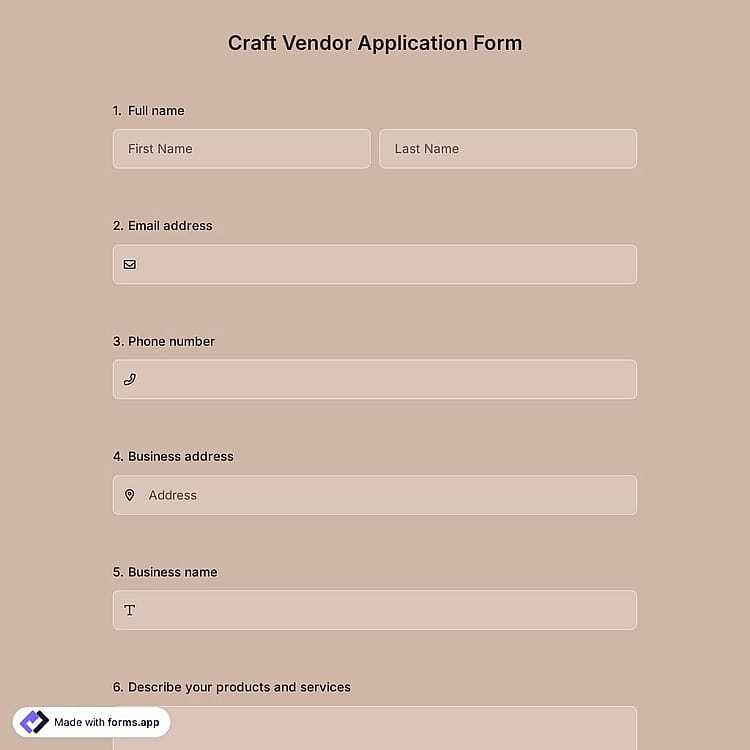 Craft Vendor Application Form
