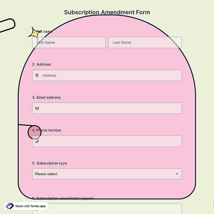 Subscription Amendment Form
