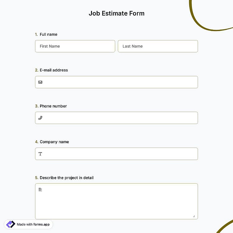 Job Estimate Form