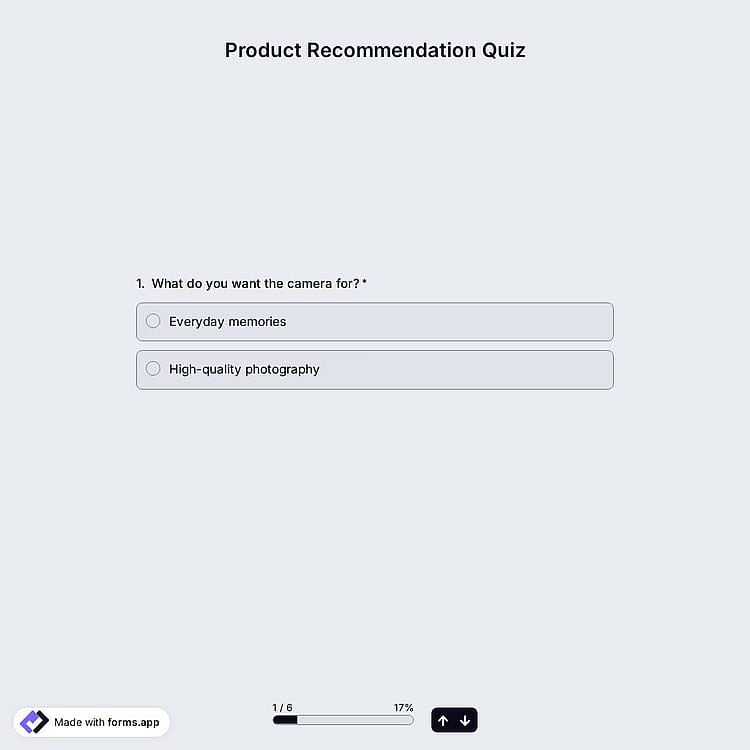 Product Recommendation Quiz