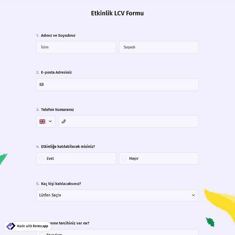 Etkinlik LCV Formu
