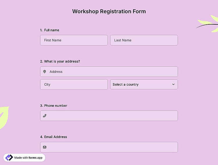 Workshop Registration Form Template