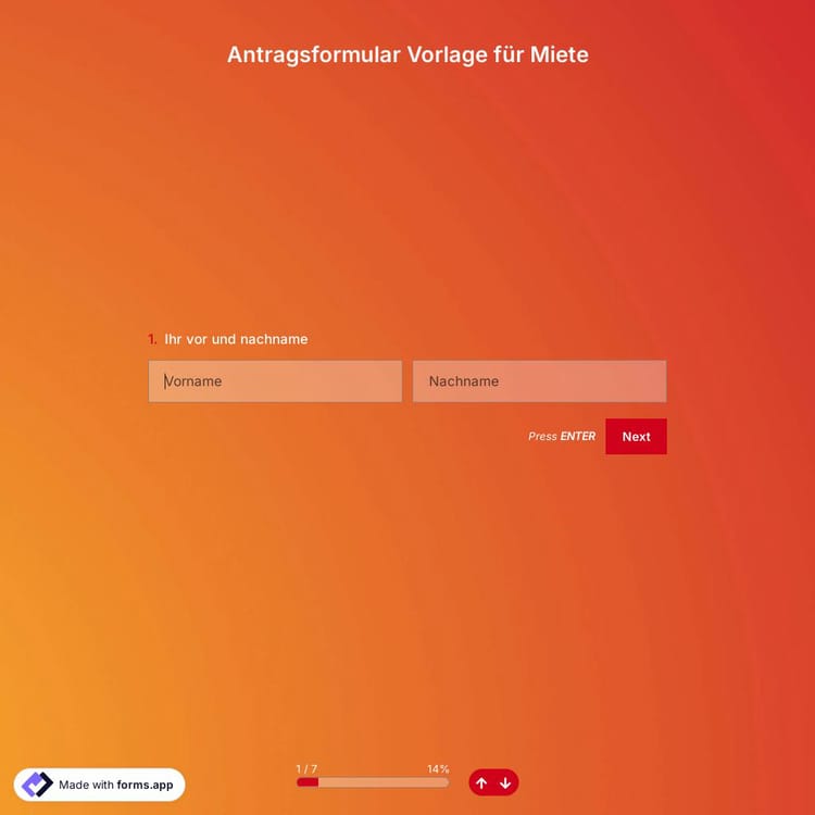 Antragsformular Vorlage für Miete