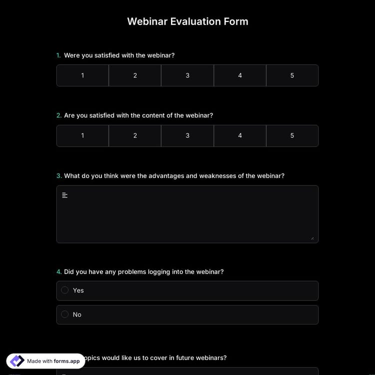 Webinar Evaluation Form Template