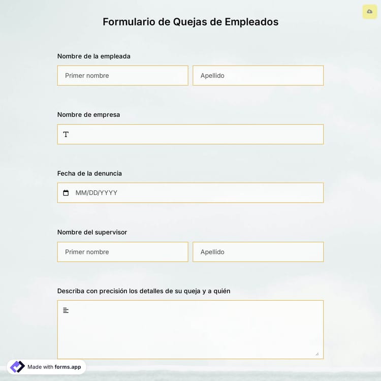 Plantillade Formulario de Quejas de Empleados