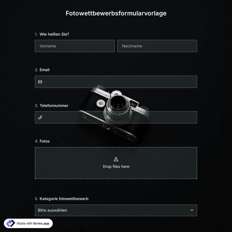 Fotowettbewerbsformularvorlage