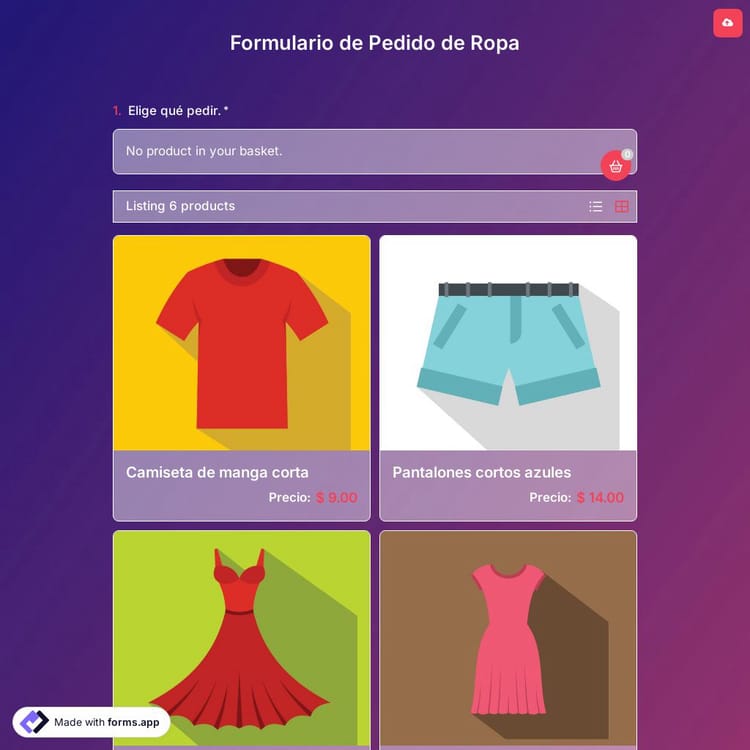 Plantilla de Formulario de Pedido de Ropa