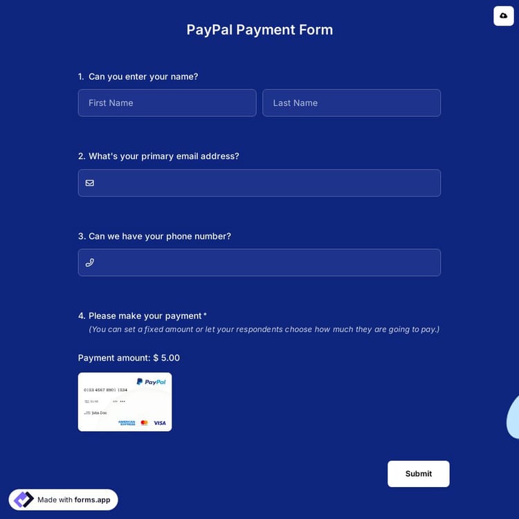 PayPal Payment Form Template