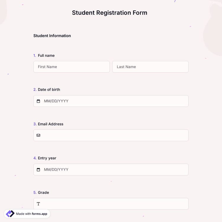 Student Registration Form Template