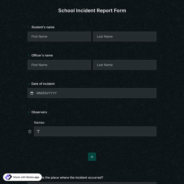 School Incident Report Form Template