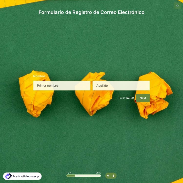 Plantilla Gratuita de Formulario de Registro de Correo Electrónico