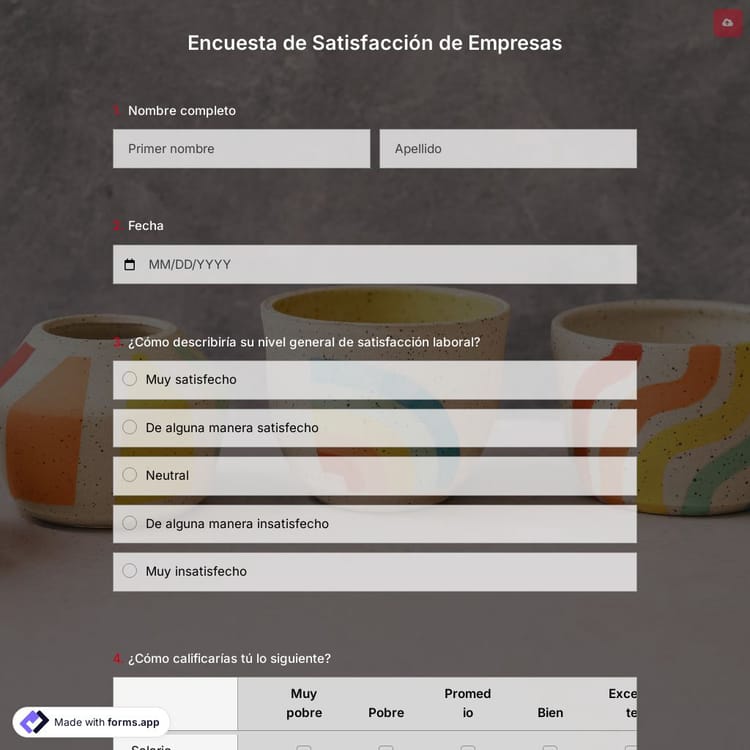Plantilla de Encuesta de Satisfacción de Empresas