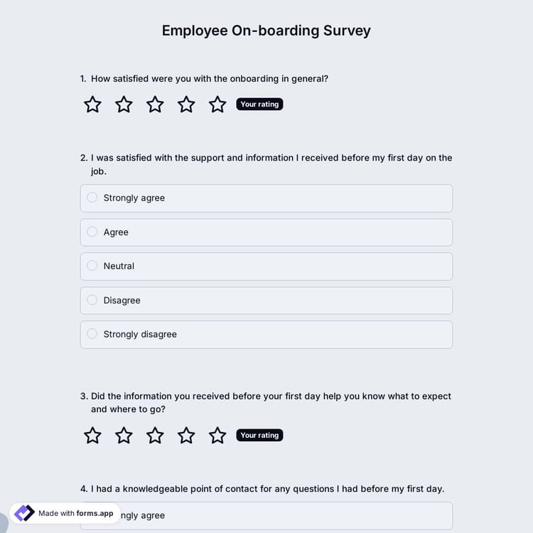 Employee On-boarding Survey Template