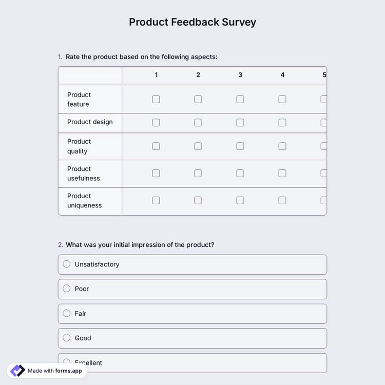 Product Feedback Survey Template