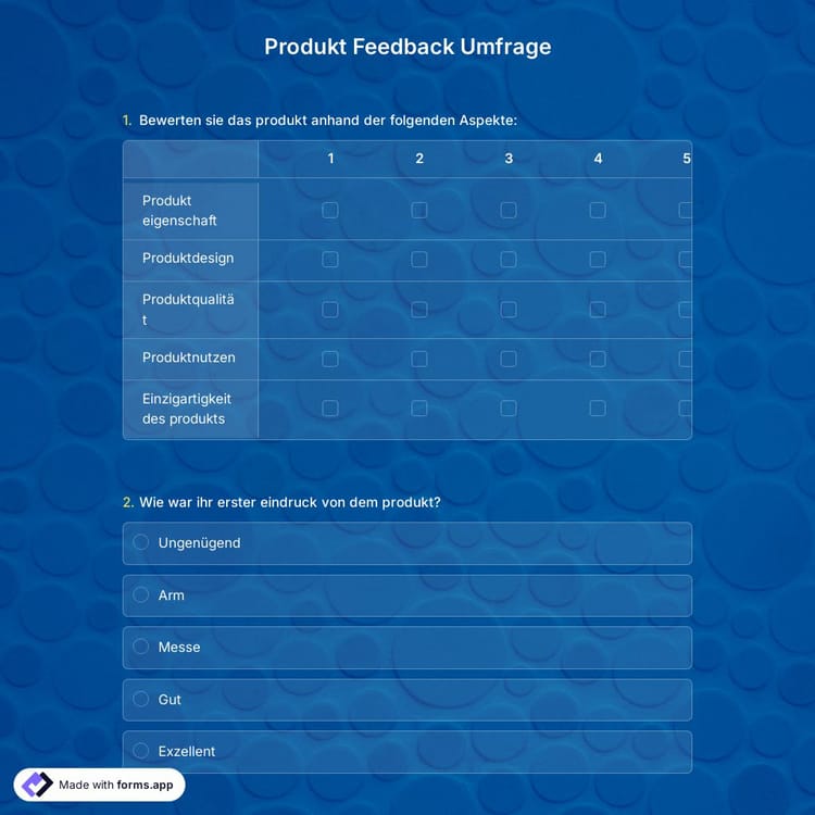 Vorlage für eine Umfrage zum Produktfeedback