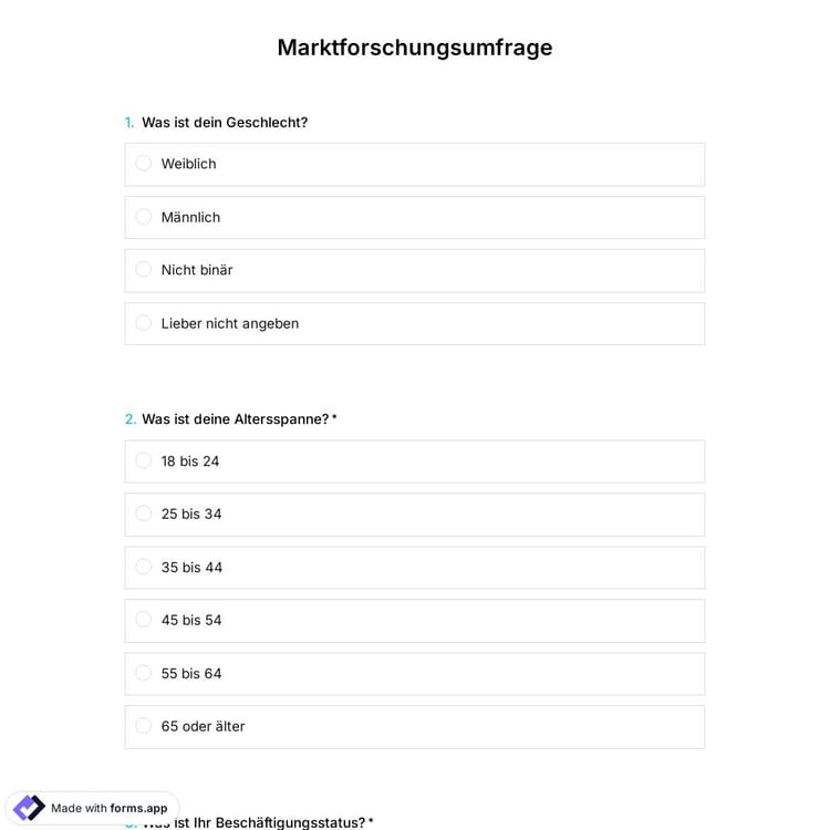 Vorlage für eine Marktforschungsumfrage
