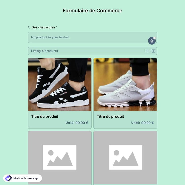 Modèle de Formulaire de Commerce électronique